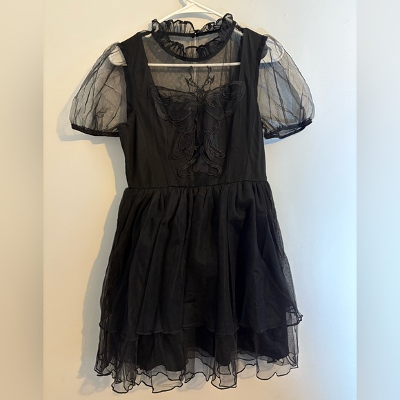 Hysteria Butterfly Appliqué Tulle Mini Dress Sz 6 – Romantic Gothic Fairytale - Picture 3 of 9